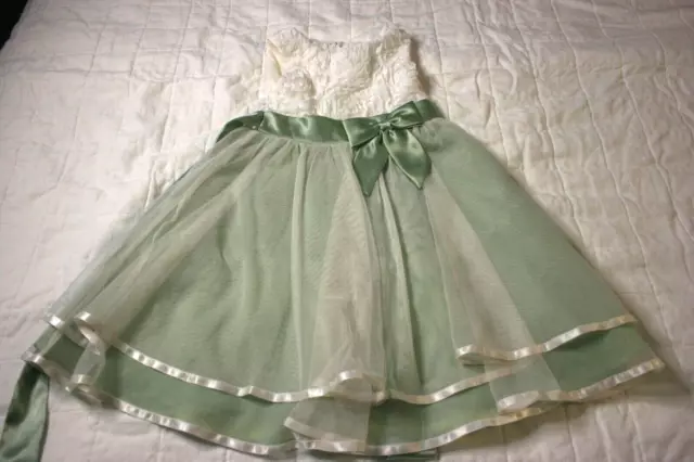 Rare Editions Girls Formal Party/Spring Dress, Size 5, Green & White