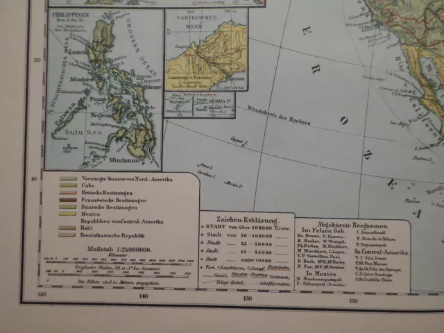 Landkarte Nordamerika, Alaska, Kanada, USA, Grönland, Otto Herkt 1905 3