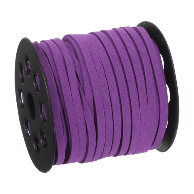 Suede Cord, 49.21 Yards 5mm Flat Leather Thread String, Violet 1 Roll