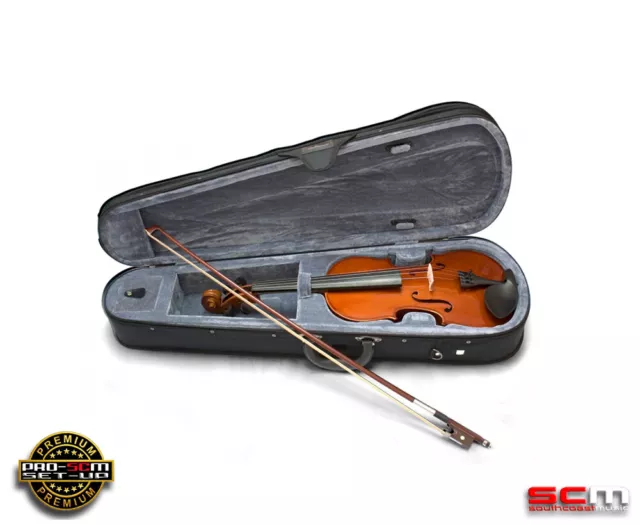 Valencia SV111 1/4 Quarter Student Violin Outfit + Case Bow Rosin PRO-SCM Setup