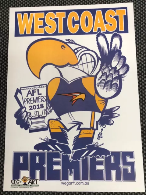 2018 AFL Premiers Poster WEG Art West Coast Eagles