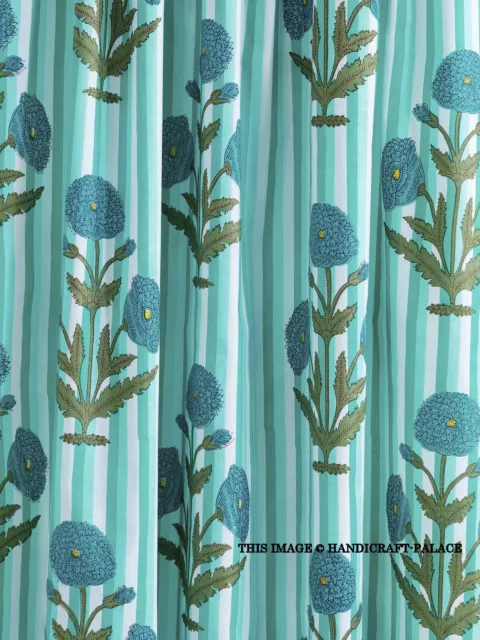 Indien Tissu Coton 4.6m Loisirs Créatifs Couture Handmade Fleur Vert Imprimé