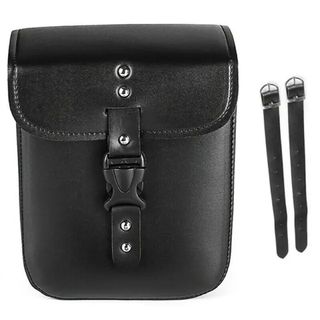 Motorcycle Side Storage Saddle Bag Luggage Tool Pouch Saddlebag PU Leather Black