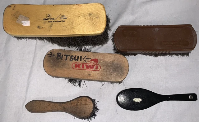 F8 IPC Kiwi Shoe Shine Brush Horse Hair Boot Polish Cleaning Handle Bristle Buff