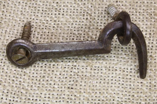 Old Cabinet Hook & Eye Shutter Latch Swing Flip Catch Iron Patina 1880's vintage