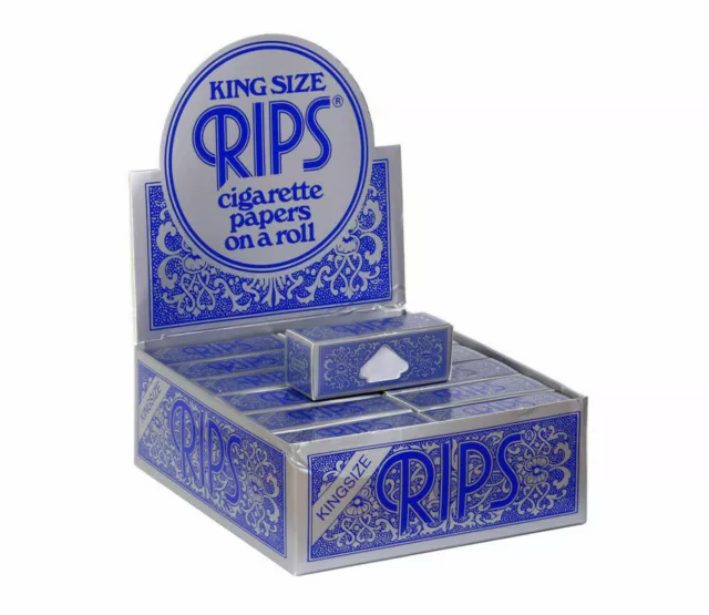 RIPS BLUE KING SIZE Rolling Papers Rolls Cigarette Tobacco Smoking - Full Box 24