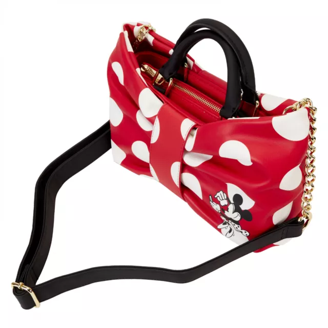 Minnie Mouse Rocks The Dots Figural Bow Crossbody Bag by Loungefly Red 3