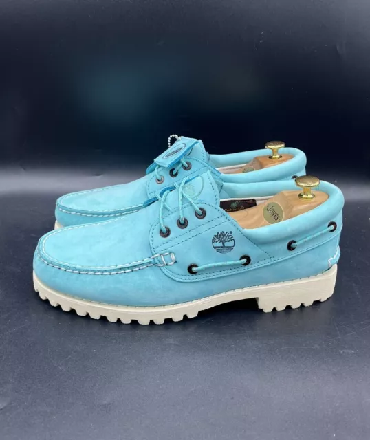 NEW Timberland OFFSPRING 50009  Blue Suede 3-Eye Boat Shoes Chunky Size Uk 9