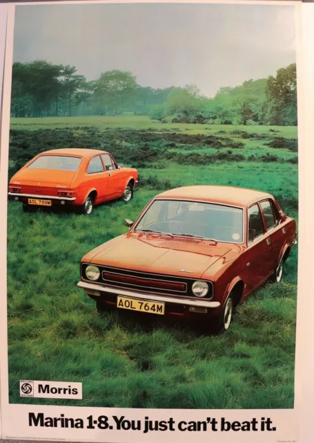 AFFICHE ANCIENNE AUSTIN MORRIS  MARINA 1,8 1971 WOLSELEY BRITISH LEYLAND Coupé