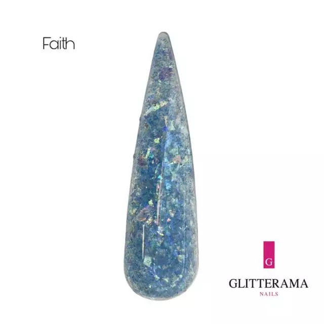 FAITH coloured glitter acrylic powder glitterama nails baby blue glitter sparkle