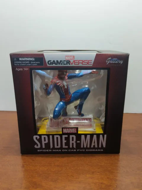 Marvel Gallery Ps4 Spider-Man On Cab 9" Pvc Diorama Toy Figure Statue Gamerverse