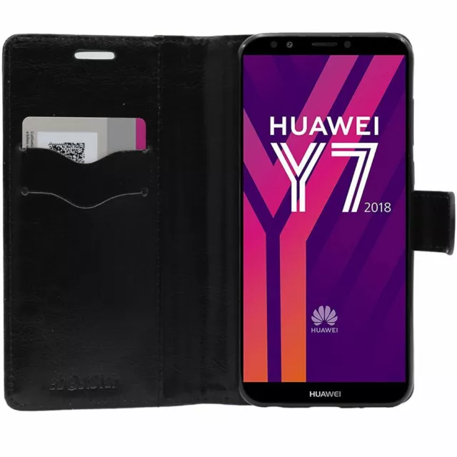 Coque Huawei Y7 2018 Etui Portefeuille Housse PU Cuir Porte-Cartes, Noir 3