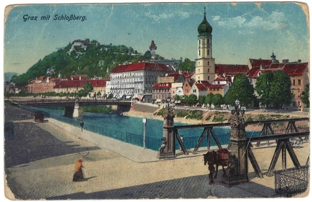 Alte Ak Postkarte Graz Schlossberg Koloriert 1913 Coloriert  100 Jahre Alt Top !