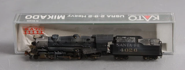 Kato 126-0200 N Weathered Santa Fe 2-8-2 Heavy Mikado Steam Locomotive & Tender