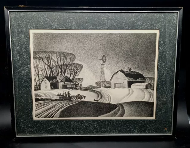 Company for Supper Signed Lithograph Dale Nichols 1948 Company for Supper Signed Lithograph Dale Nichols 1948