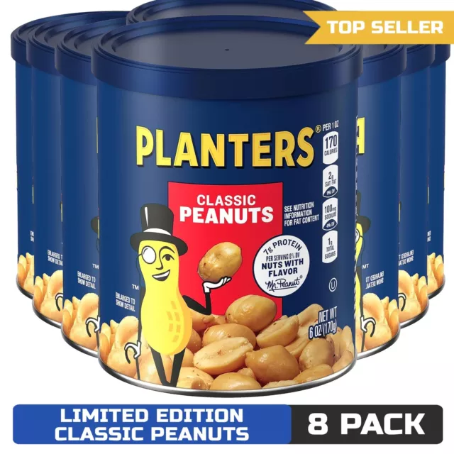 PLANTERS Limited Edition Classic Peanuts, 6 Oz Canisters (Pack of 8)