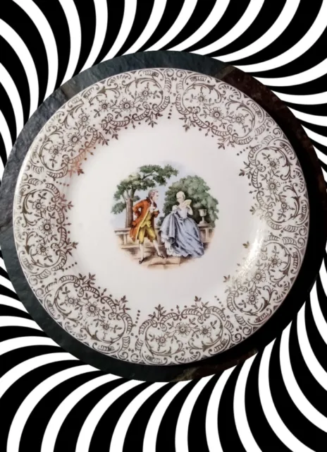 Sebring Pottery Co Plate Chantilly 22k Gold Multicolor Porcelain Size 6.5" READ