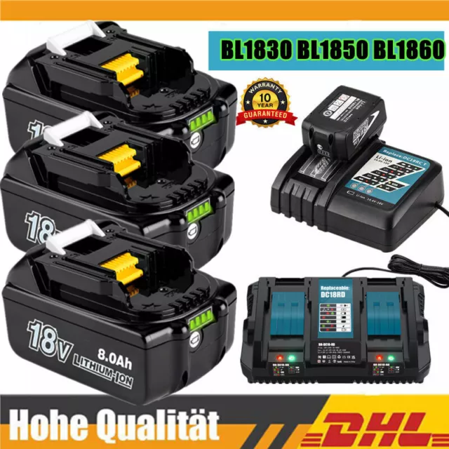 4x 18V 8.0Ah Batería Para Makita BL1860B BL1830B BL1850B BL1820 Batería / Cargador