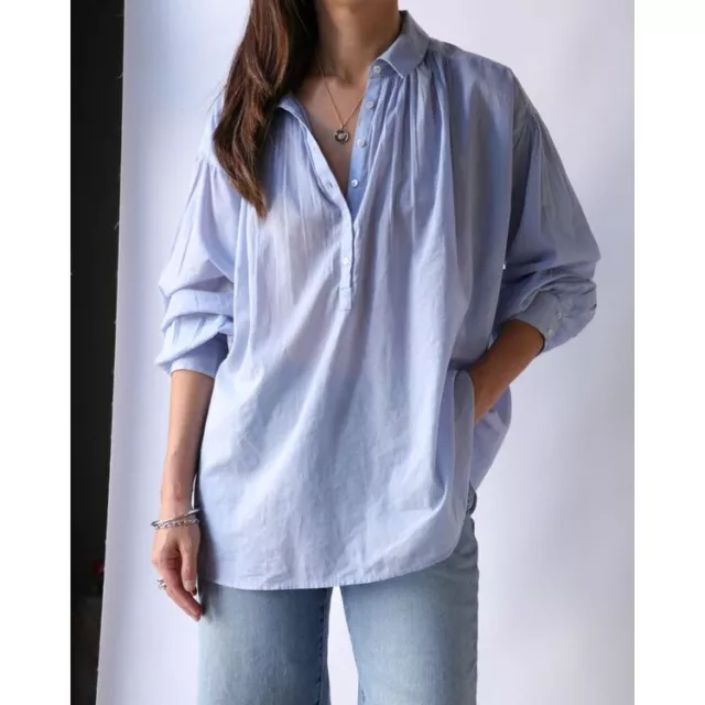 Nili Lotan Miles Pull Chemisier Tunique Coton Col Chemise M Nwd 253610