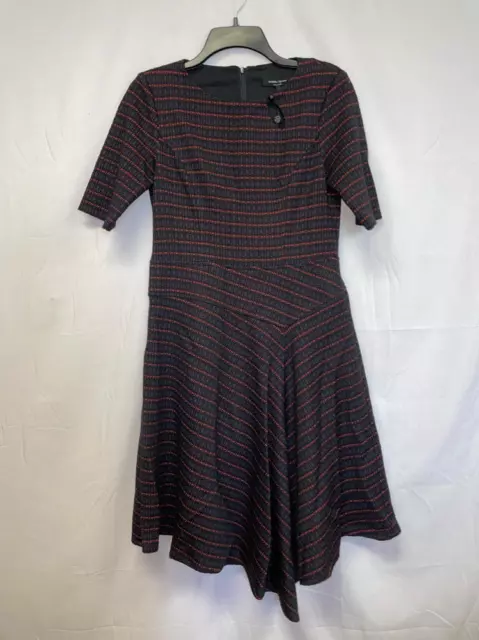 Nanette Lepore Asymmetrical Hem Flare Plaid Dress Black/Blue Size 4 NWOT