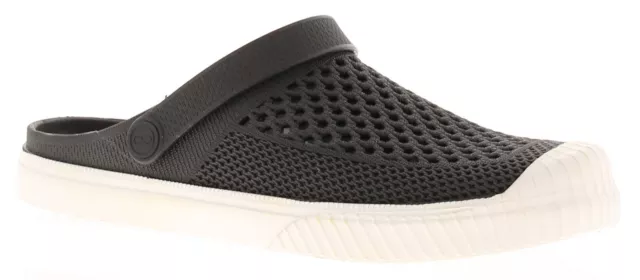 Donna Piatto Sandali Sabot Sue Slip On Nero Bianco Misura UK