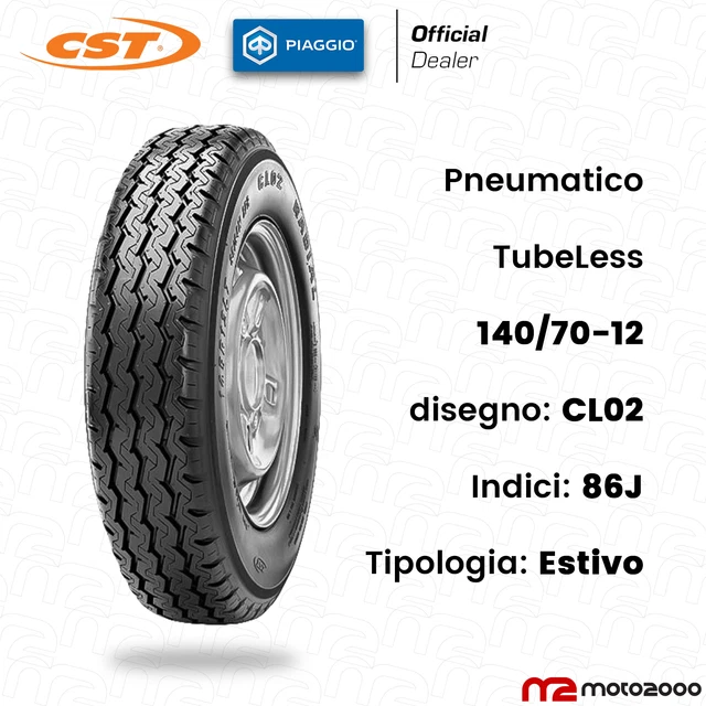 Kit 3 Pneumatici 125-12C 4PR Tubeless Per Ape Piaggio E Fiat 500 Epoca - Gomme Rinforzate 62J - Foto 13