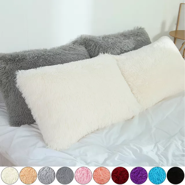 Soft Faux Fur Throw Pillow Case Fluffy Plush Sofa Cushion Cover Room Home Decor