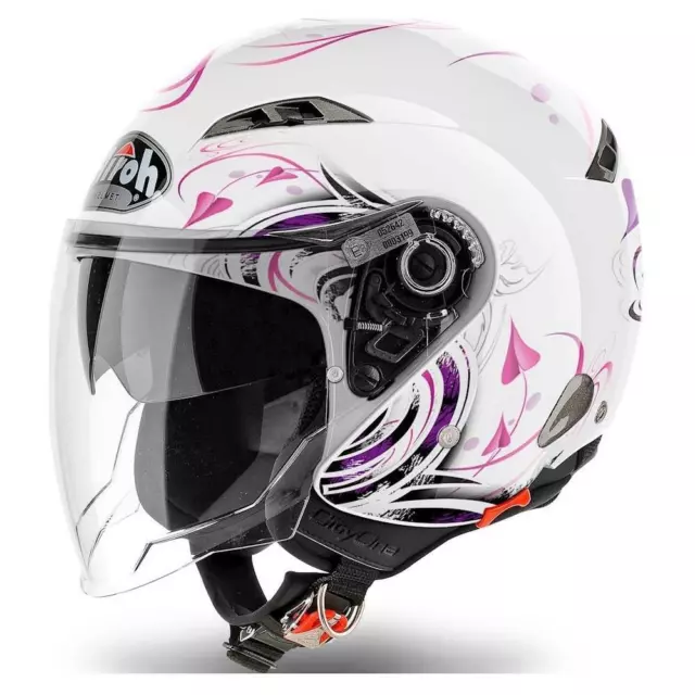 Airoh City One Heart Open Face Jet Motorcycle Scooter Helmet Double Visor XS
