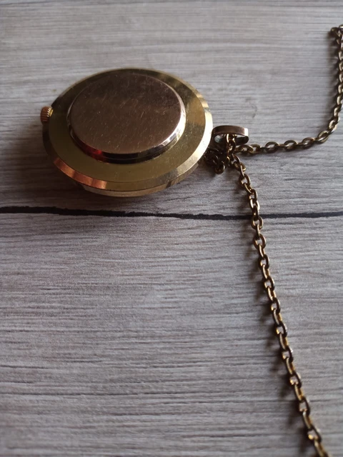 Ruhla Damenuhr Kette Anhänger Uhr vergoldet 6