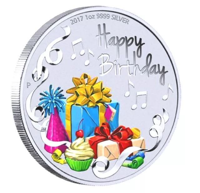 2017 Australia Happy Birthday 1oz $1 Silver dollar Coin Colorized