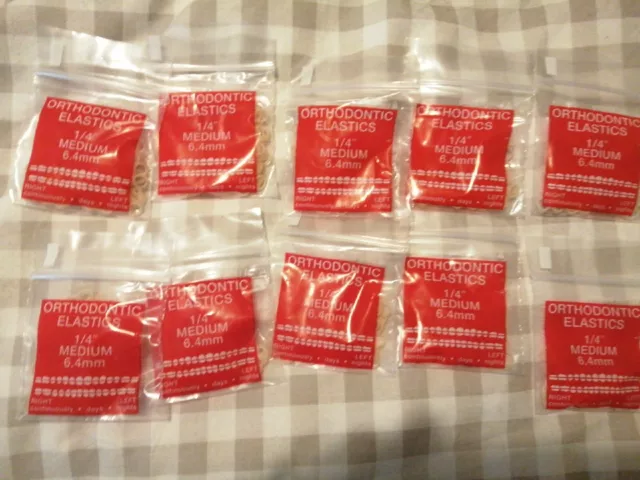 Fasce elastiche ortodontiche 1/4 6,4 mm elastiche intraorali medie x 10 confezioni