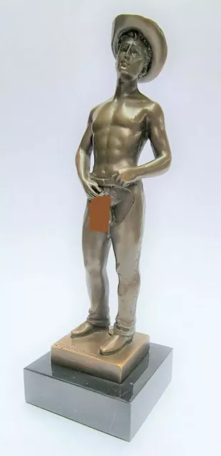 Akt Bronze Skulptur Erotik Mann Nude Cowboy Figur