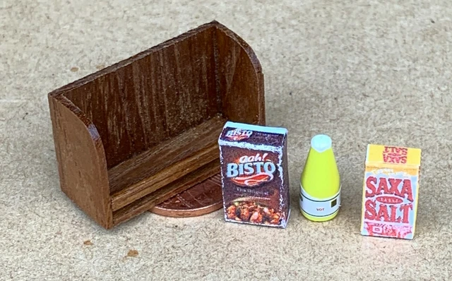 Holz Rack & 3 Kochen Artikel Tumdee 1:12 Maßstab Puppenhaus Miniatur Küche B