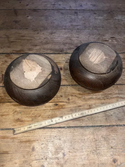 2 x Antik Möbel Holzfüße Eiche Massivholz rund - 170mm Durchm.