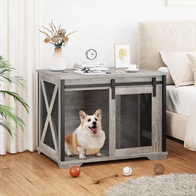 37 inch Dog Crate Furniture Style Large Pet Cage End Table Wooden Dog Kennel