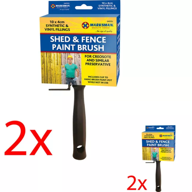 New Set Of 2 Shed And Fence Paint Brush Decorating Painting Brushes Bristles Diy