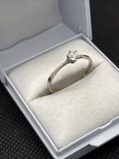Ancienne Bague Solitaire En Argent Massif 925 - Jonc Alliance, Style Créateur Vintage, Occasion