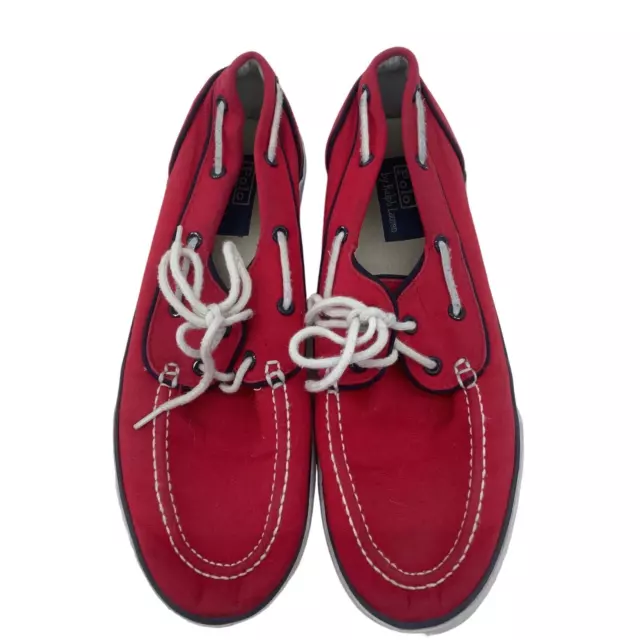 POLO RALPH LAUREN Red Canvas Boat Shoes Men's Size 11 Preowned $40.00 ...