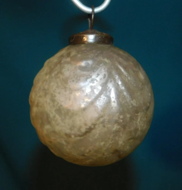 ANCIENNE BOULE DE pardon jaune en verre soufflé églomisé / mercurisé