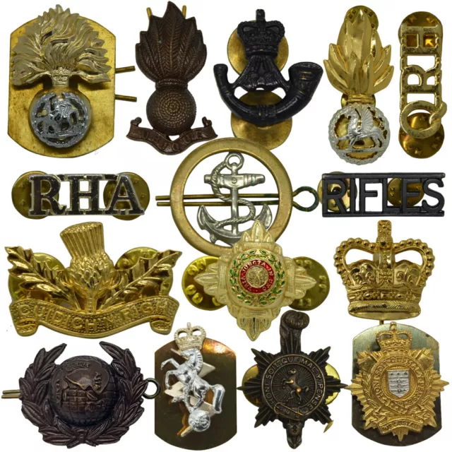 GENUINE BRITISH ARMY Military Issue Collar Dogs Metal Regimental Badges ...