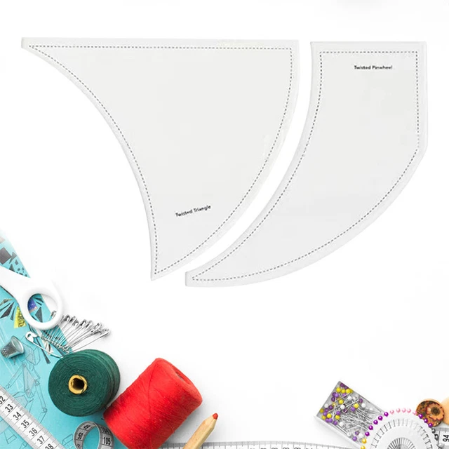 2Pcs Acrylic Sewing Patchwork Ruler Twisted Pinwheel Ruler Cutting Templ#w#