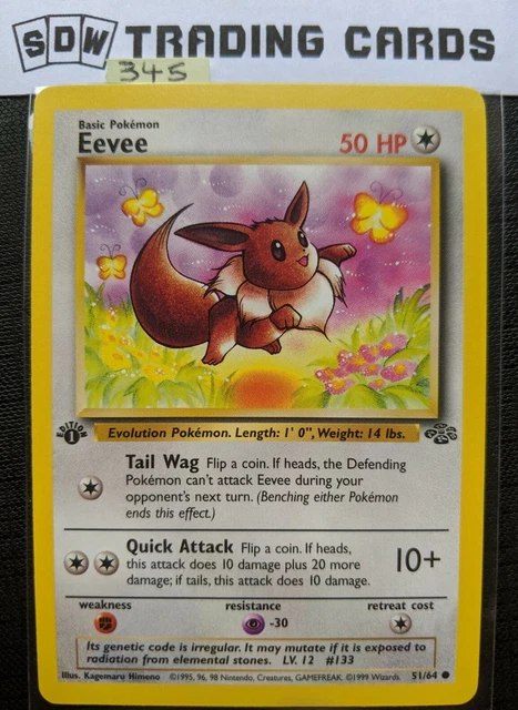Eevee 51/64 1st Edition First Jungle English 1999 Pokémon Card EXCELLENT 345