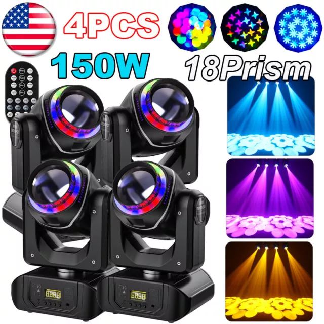 150W 18Prism Moving Head LED RGBW Gobo Beam Stage Spot Light DJ Disco Club DMX