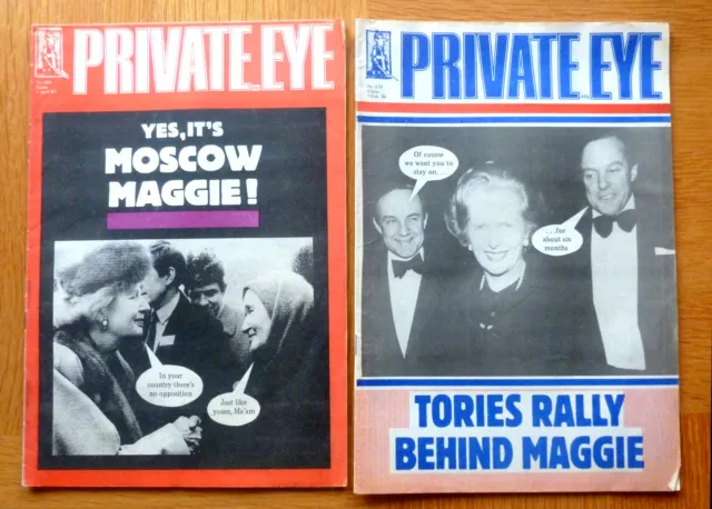 2 x PRIVATE EYE Magazines February 1986 & April 1987 - Maggie Thatcher