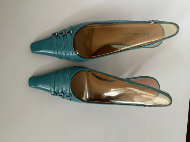 Vintage Women's Anne Klein Sling Back Shoes, Turquoise, Size 6-1/2