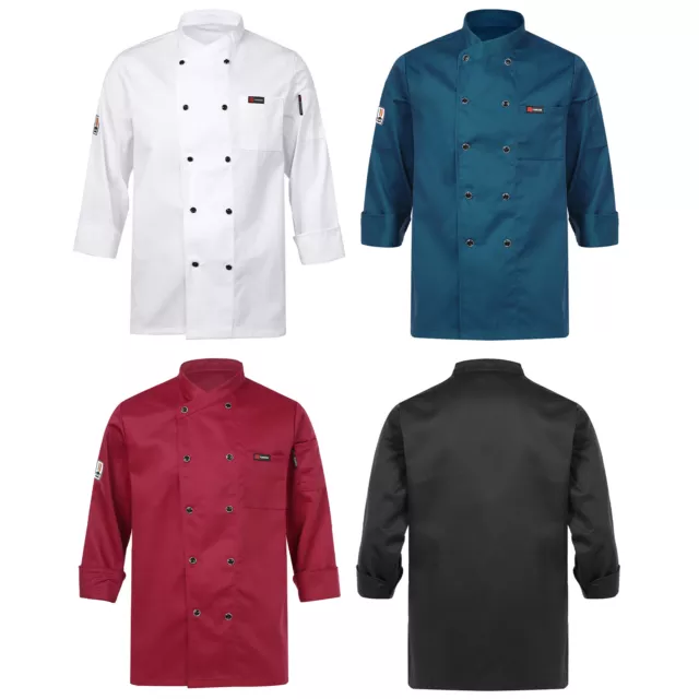 Unisex Mens Half Sleeve Chef Jacket Coat Restaurant Kitchen Cooking Uniform Tops