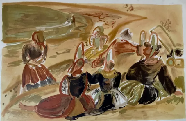 André PLANSON  lithographie Bretagne Borledenn curiosa