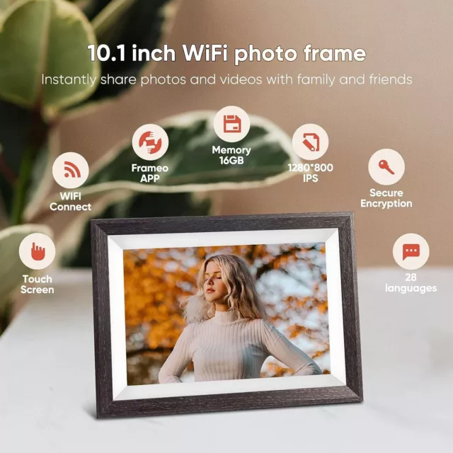 Cornice digitale 10,1 pollici Wifi touch screen 16 GB di spazio di archiviazione