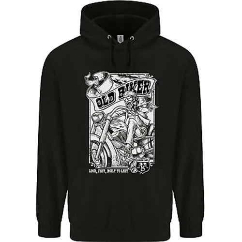 Old Man Biker Motorcycle Motorbike Childrens Kids Hoodie