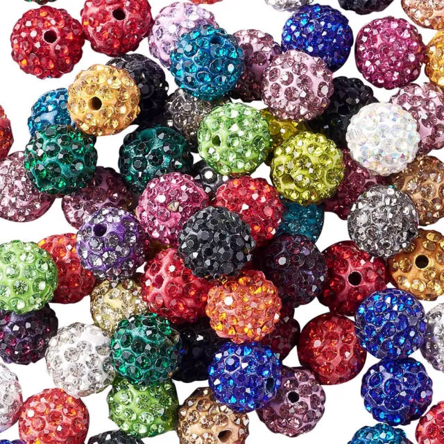 100 pcs 10mm Grade A Polymer Clay Rhinestone Pave Disco Ball Beads Hole 1.8~2mm